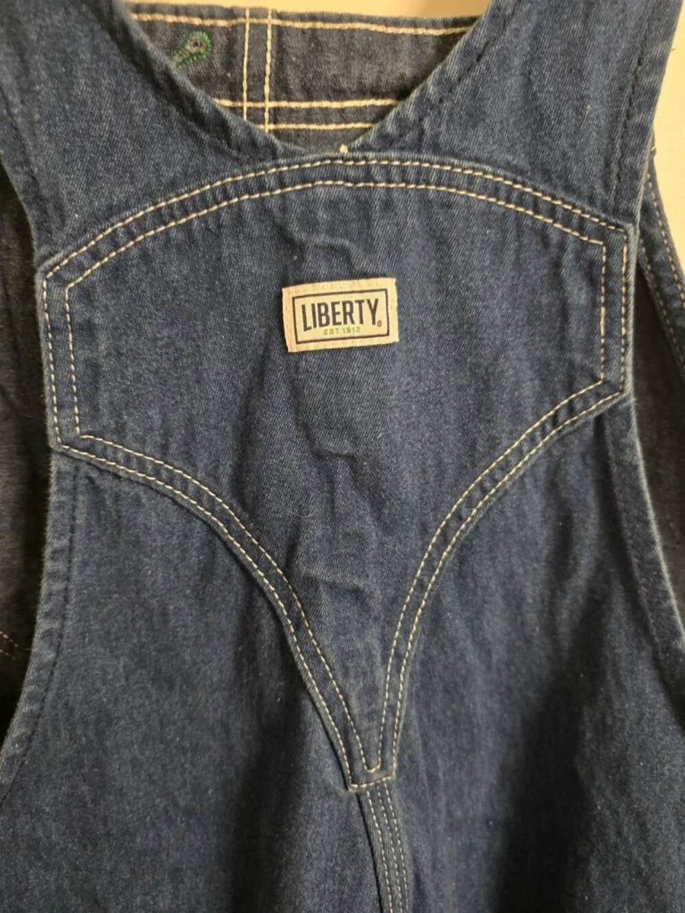 Liberty Bib Overalls Mens 46x28 Blue Denim Carpenter Workwear Zip Bib Vietnam